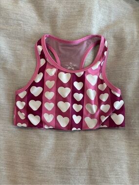 Rebel Athletic Pink Hearts Sports Bra YL